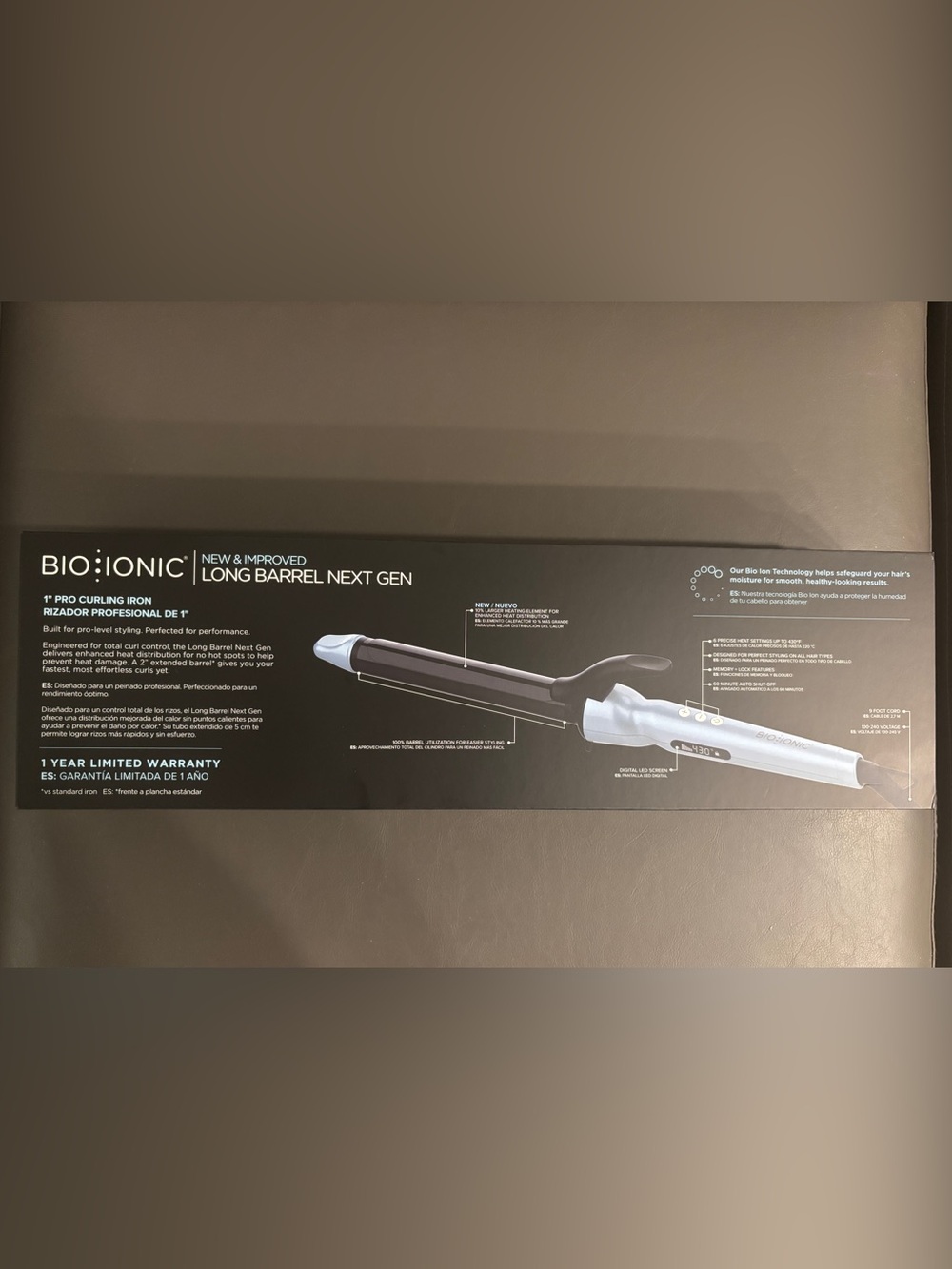NIB Bio Ionic Long Barrel Next Gen 1" Pro Curling Iron - Limited Edition - Picture 2 of 2